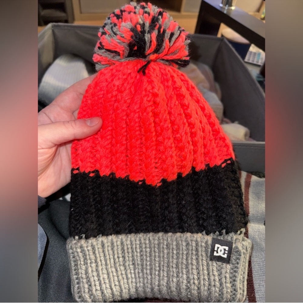 DC Red and Black Knit Beanie